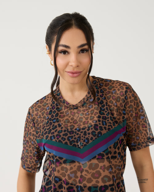 Camisão de Tule Estampado - Onça Color