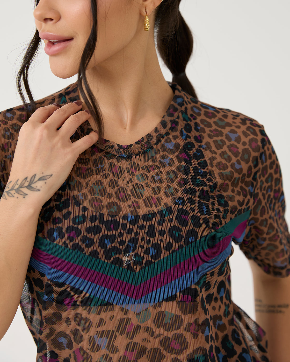 Camisão de Tule Estampado - Onça Color