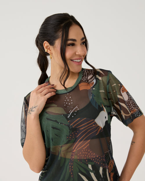 Camisão de Tule Estampado - Tucano