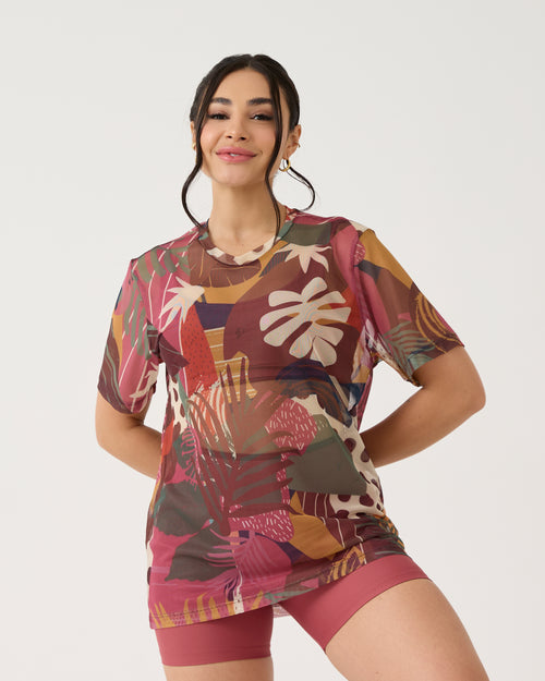 Camisão de Tule Estampado - Patch Forest