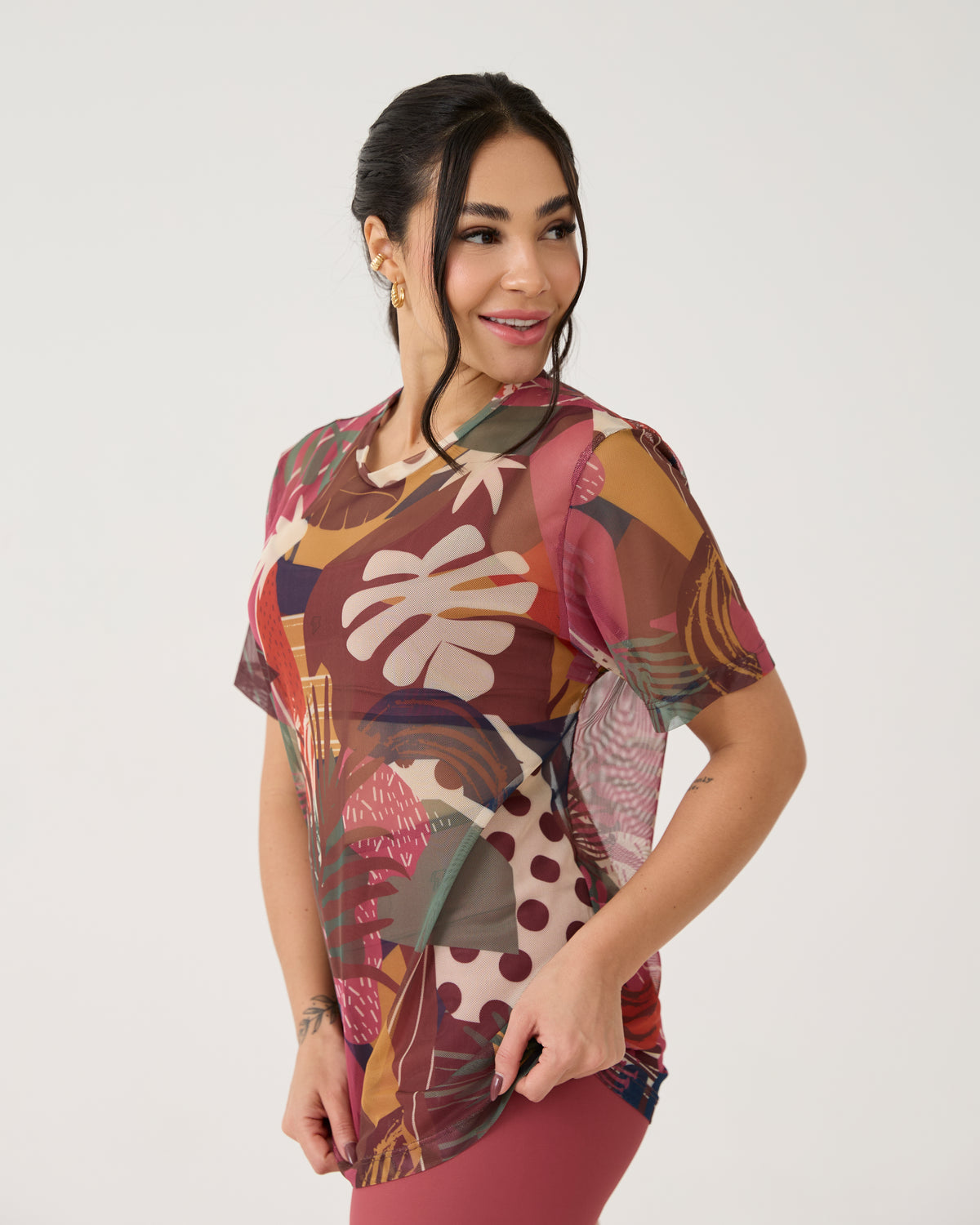 Camisão de Tule Estampado - Patch Forest