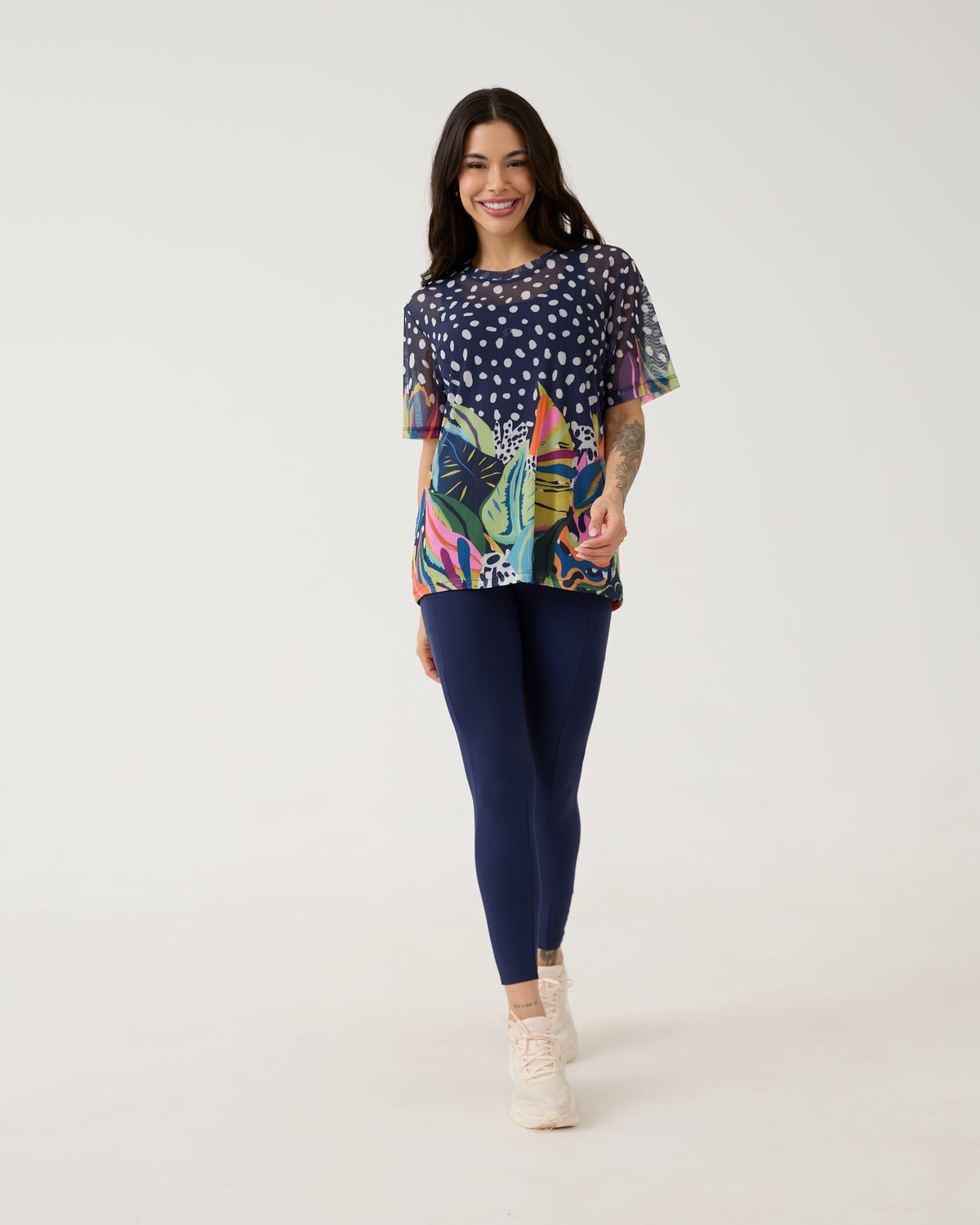 Camisão de Tule Estampado - Folhagem Colors
