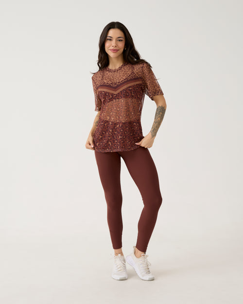 Camisão de Tule Estampado - Onça Chocolate
