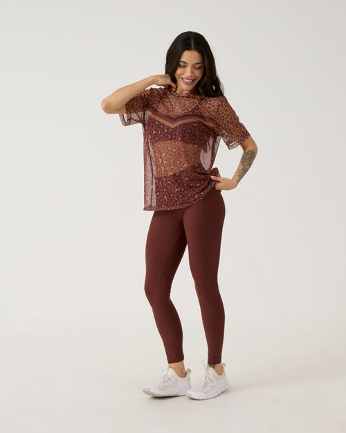 Camisão de Tule Estampado - Onça Chocolate