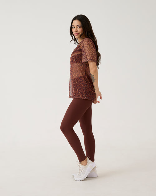 Camisão de Tule Estampado - Onça Chocolate