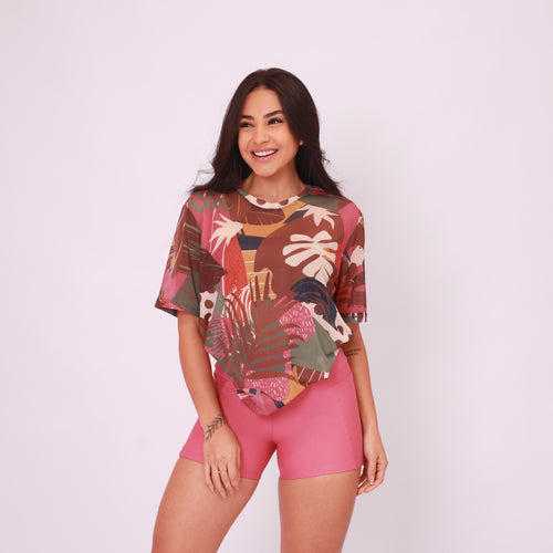 Camisão de Tule Estampado - Patch Forest