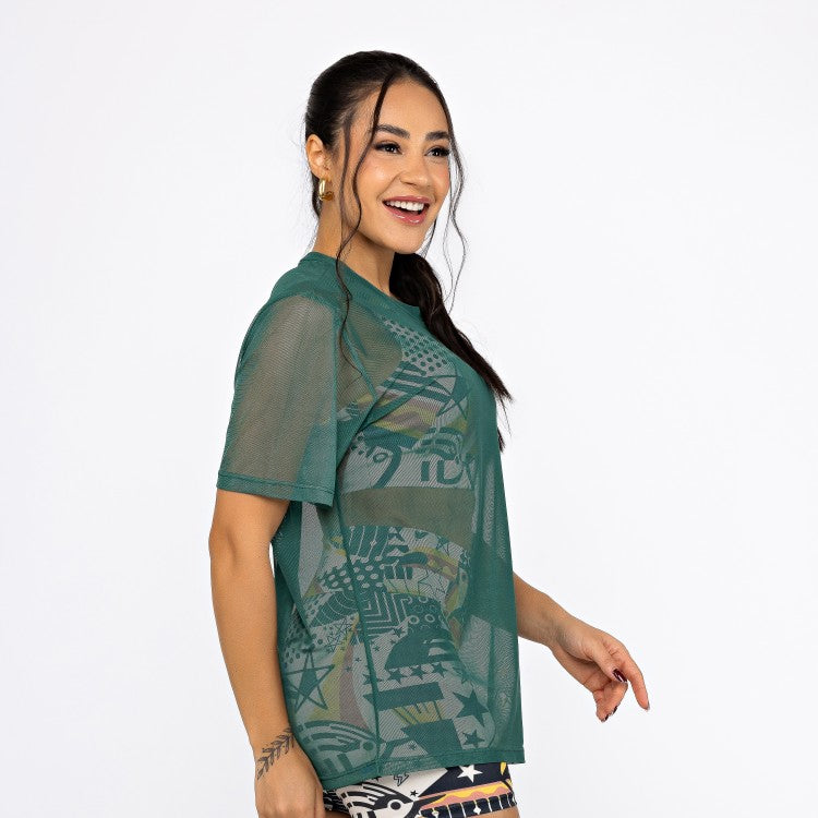 Camisão de Tule - Verde Jungle