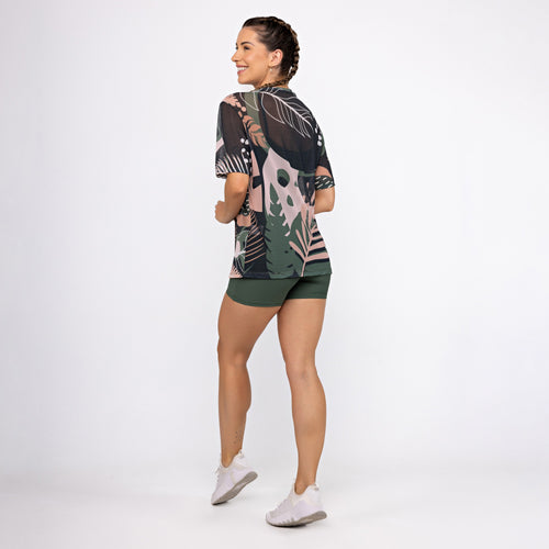 Camisão de Tule Estampado - Folhagem