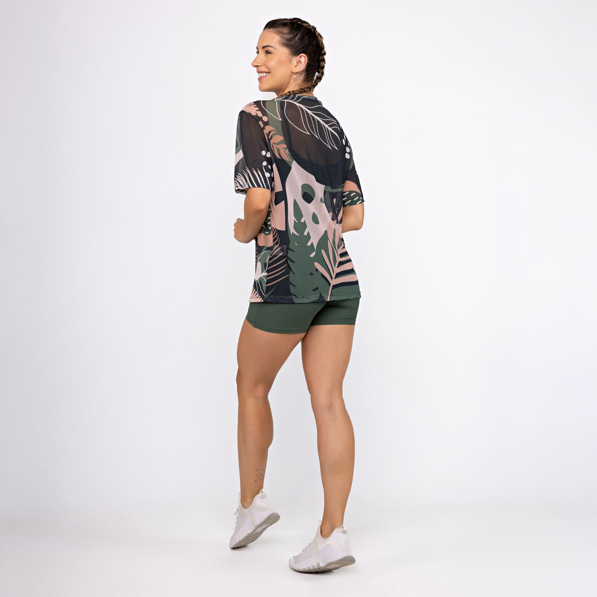 Camisão de Tule Estampado - Folhagem