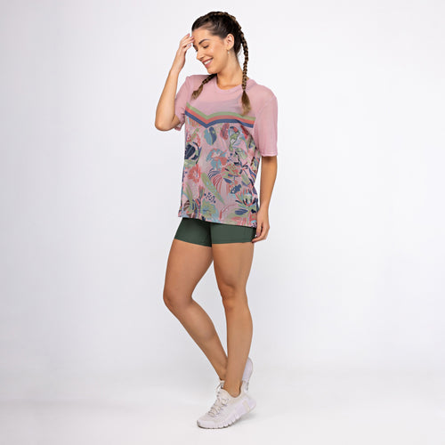 Camisão de Tule Estampado - Folhagem Tucano