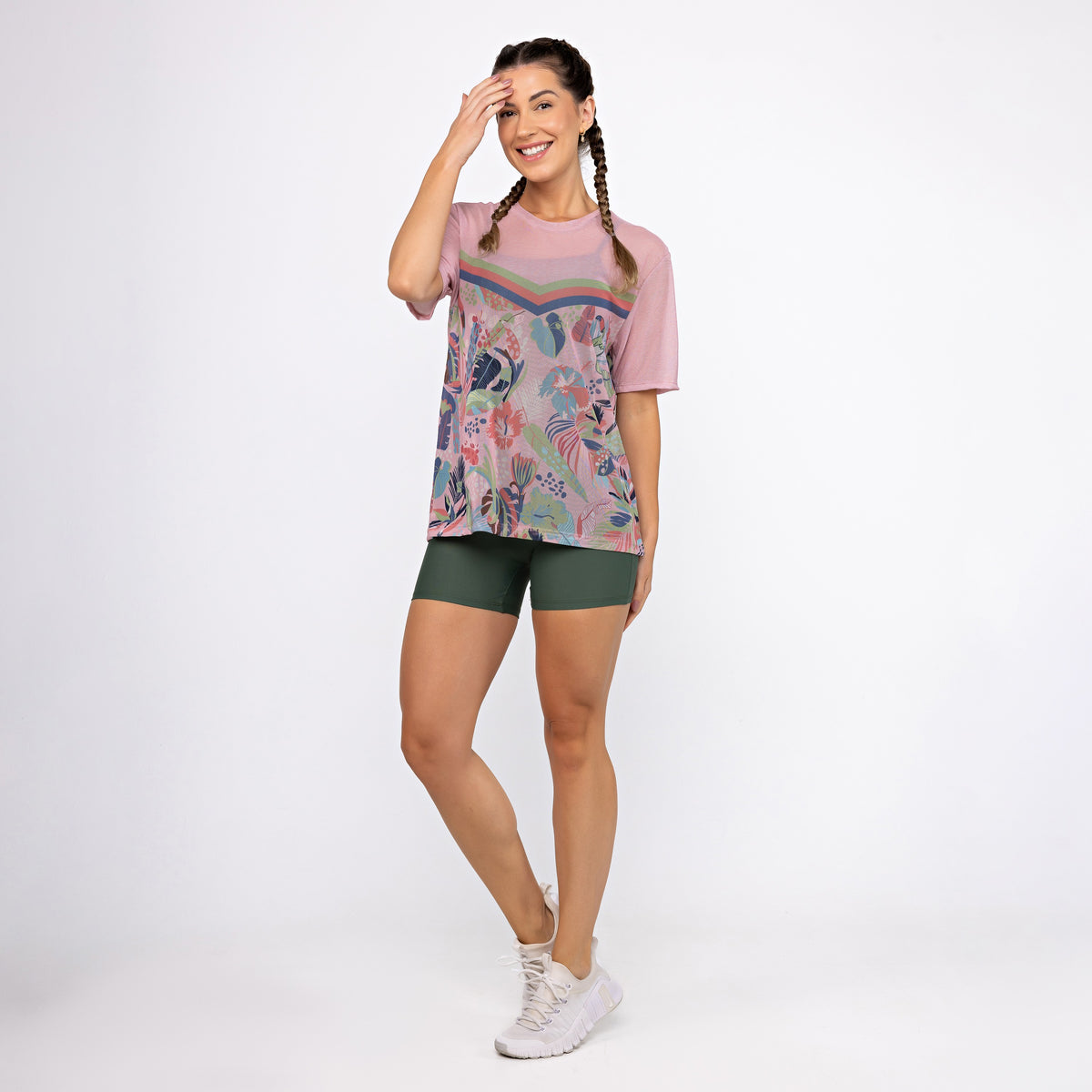 Camisão de Tule Estampado - Folhagem Tucano