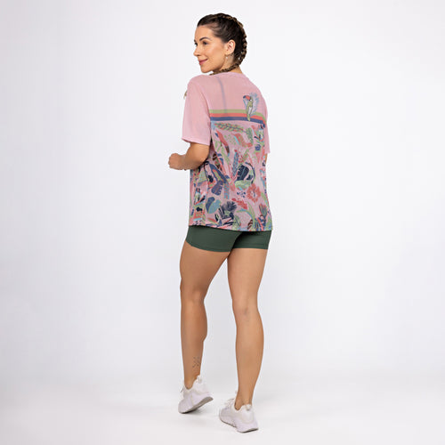 Camisão de Tule Estampado - Folhagem Tucano