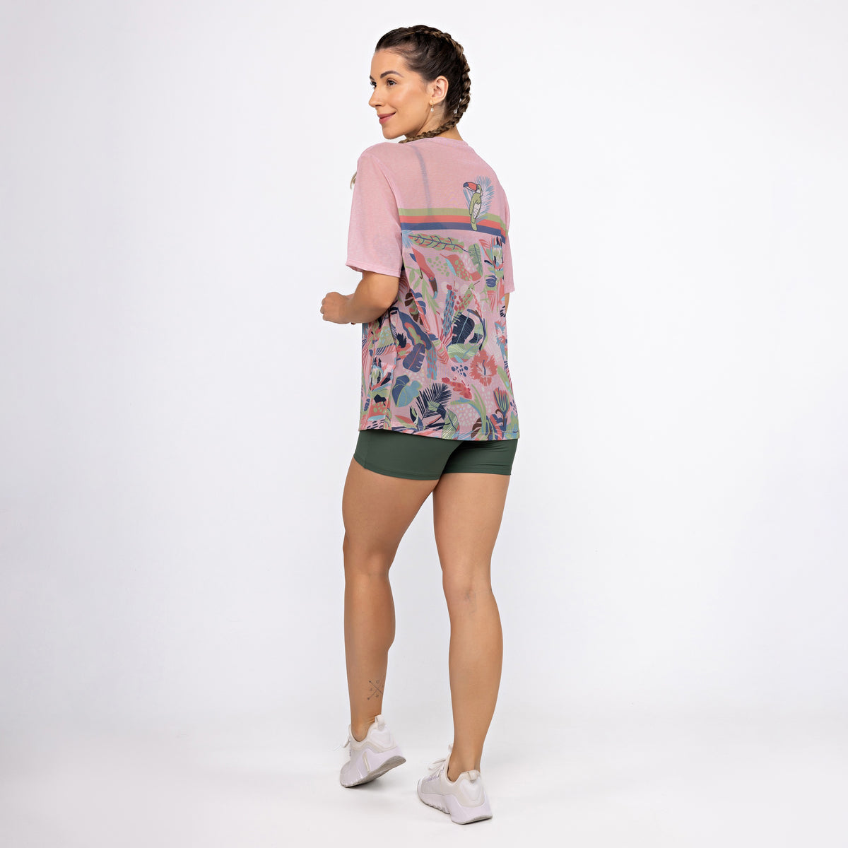 Camisão de Tule Estampado - Folhagem Tucano