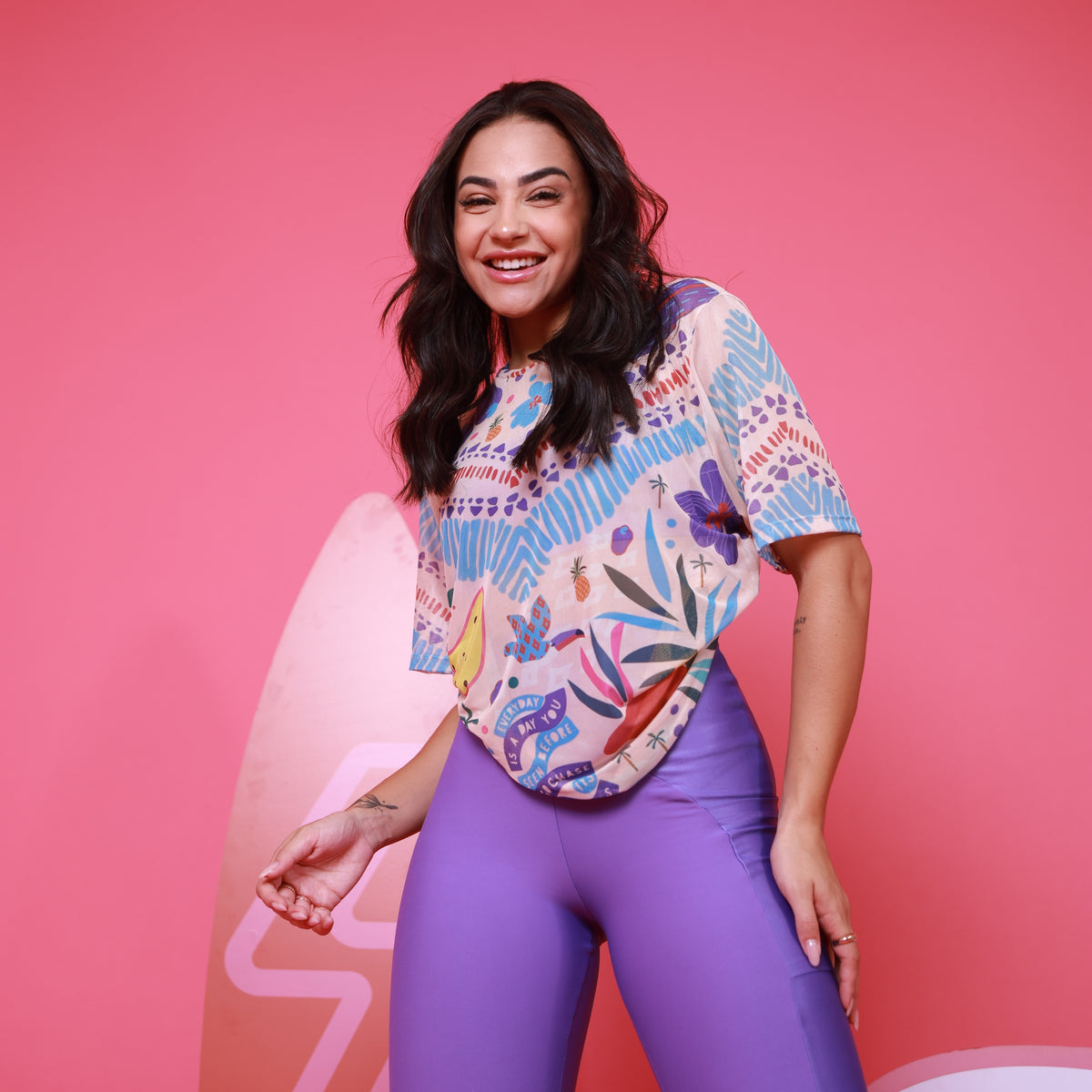 Camisão de Tule Estampado - Beach Waves