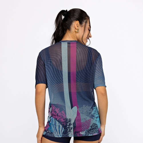Camisão de Tule Estampado - Deep Ocean