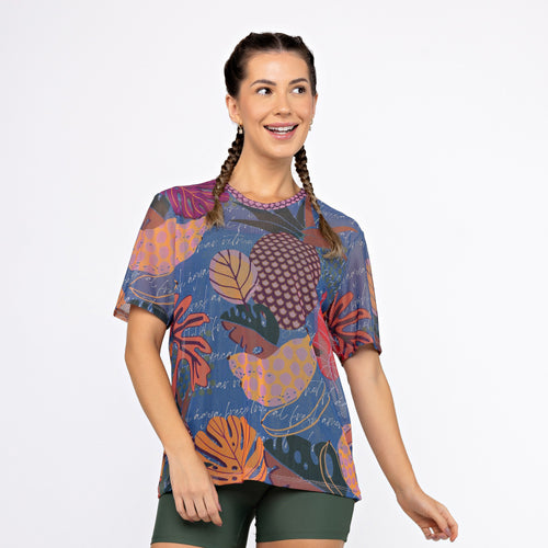 Camisão de Tule Estampado - Tropical Fresh