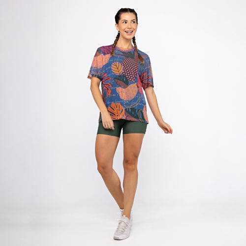 Camisão de Tule Estampado - Tropical Fresh