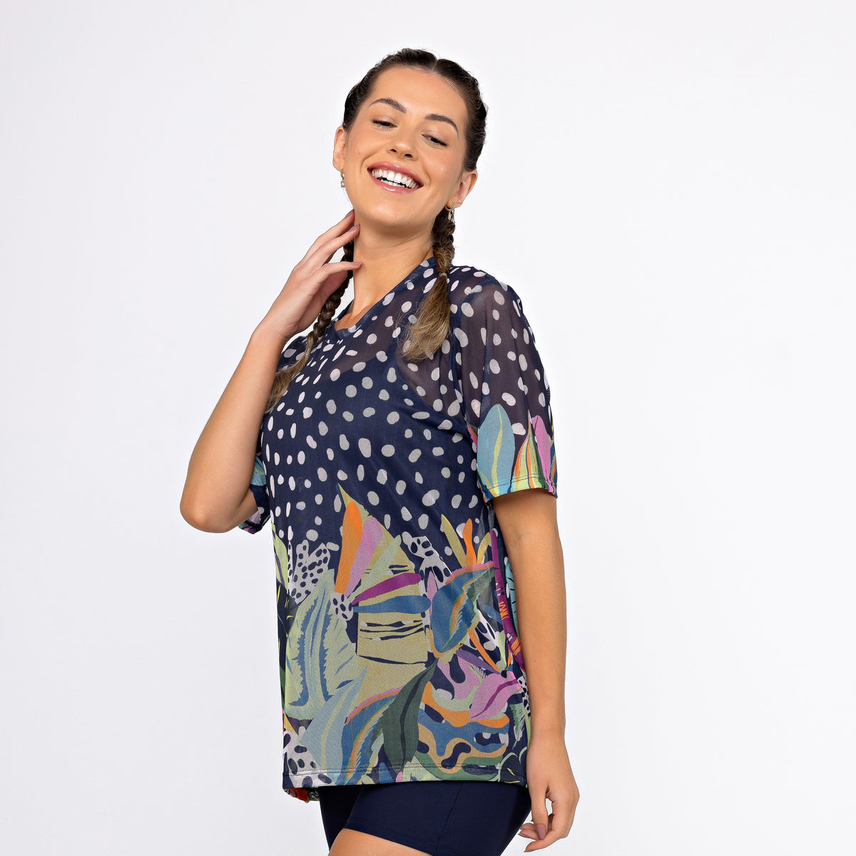 Camisão de Tule Estampado - Folhagem Colors