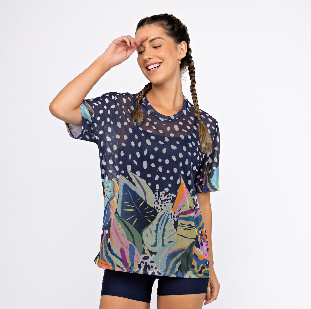 Camisão de Tule Estampado - Folhagem Colors