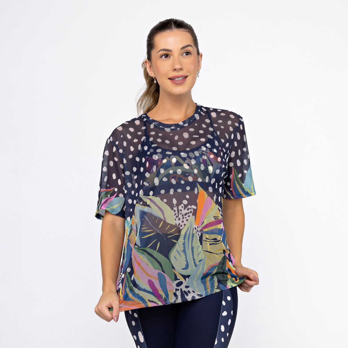 Camisão de Tule Estampado - Folhagem Colors