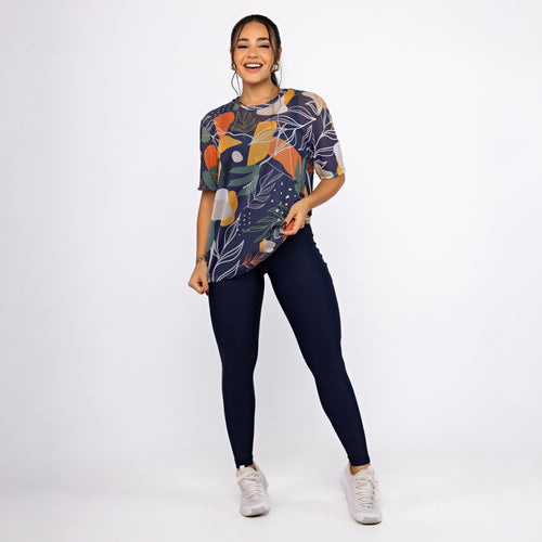 Camisão de Tule Estampado - Folhagem Aurora
