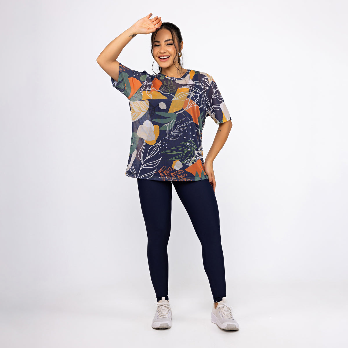 Camisão de Tule Estampado - Folhagem Aurora