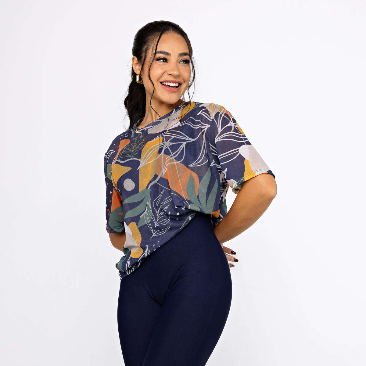 Camisão de Tule Estampado - Folhagem Aurora