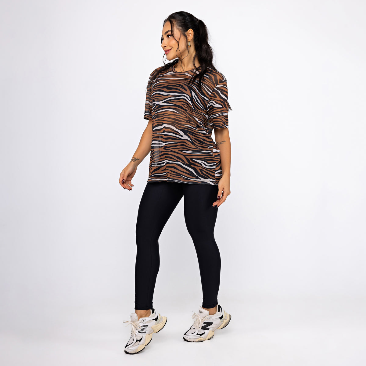 Camisão de Tule Estampado - Safari