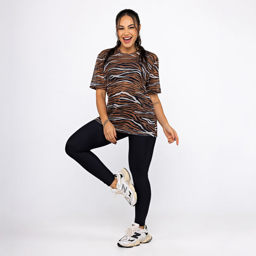 Camisão de Tule Estampado - Safari
