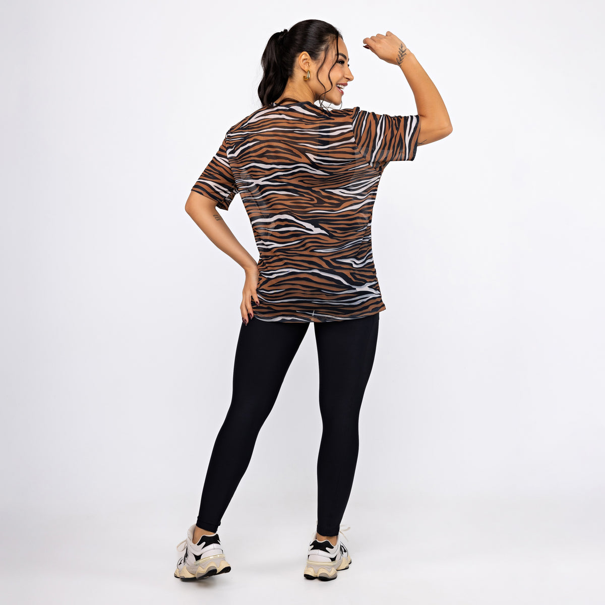 Camisão de Tule Estampado - Safari
