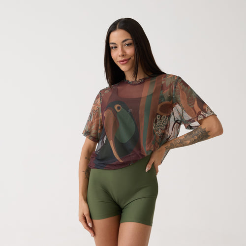 Camisão de Tule Estampado - Terra Nativa