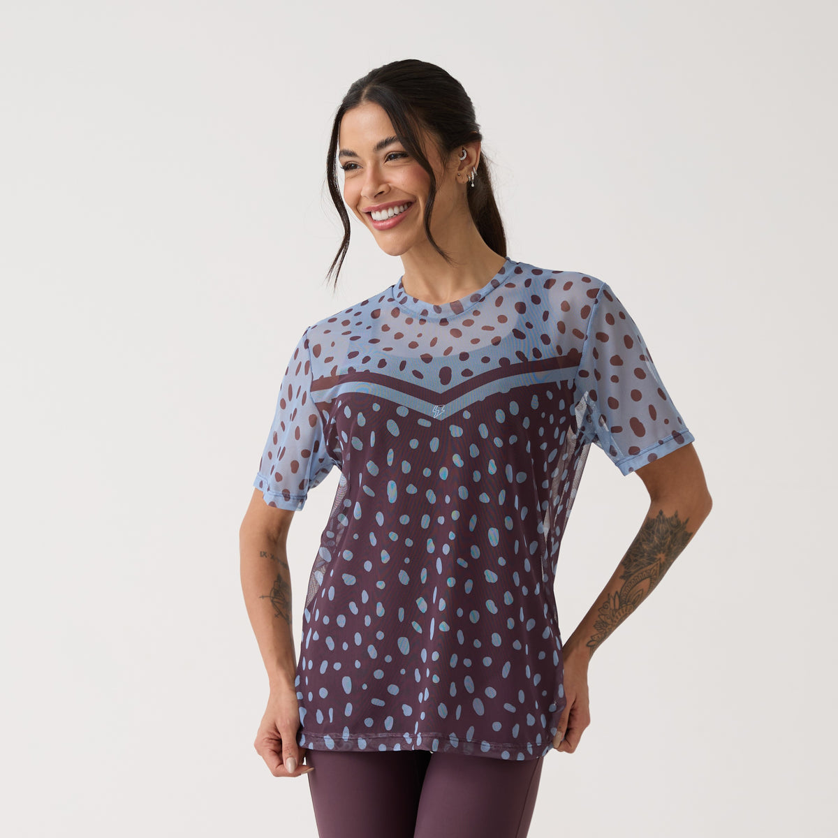 Camisão de Tule Estampado - Polka Dot