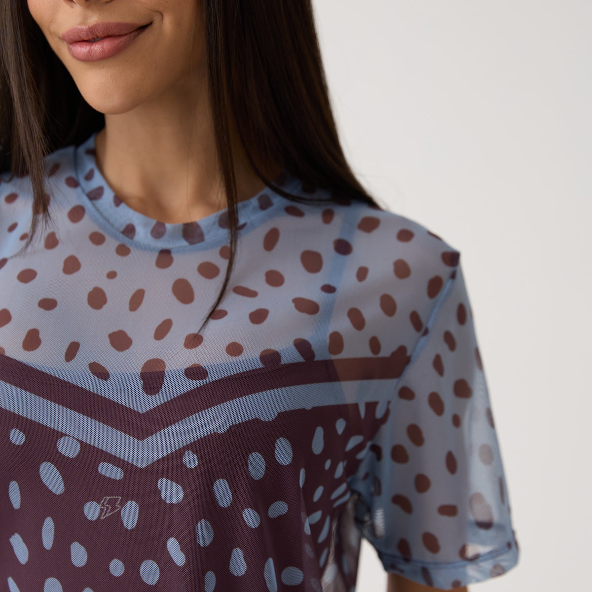 Camisão de Tule Estampado - Polka Dot
