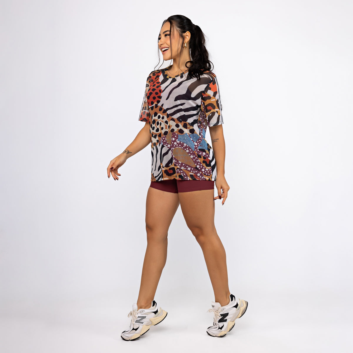 Camisão de Tule Estampado - Feras