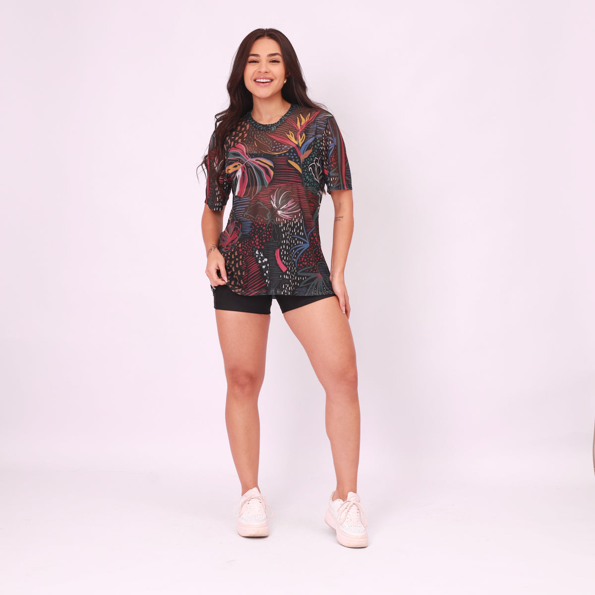 Camisão de Tule Estampado - Inverno Tropical