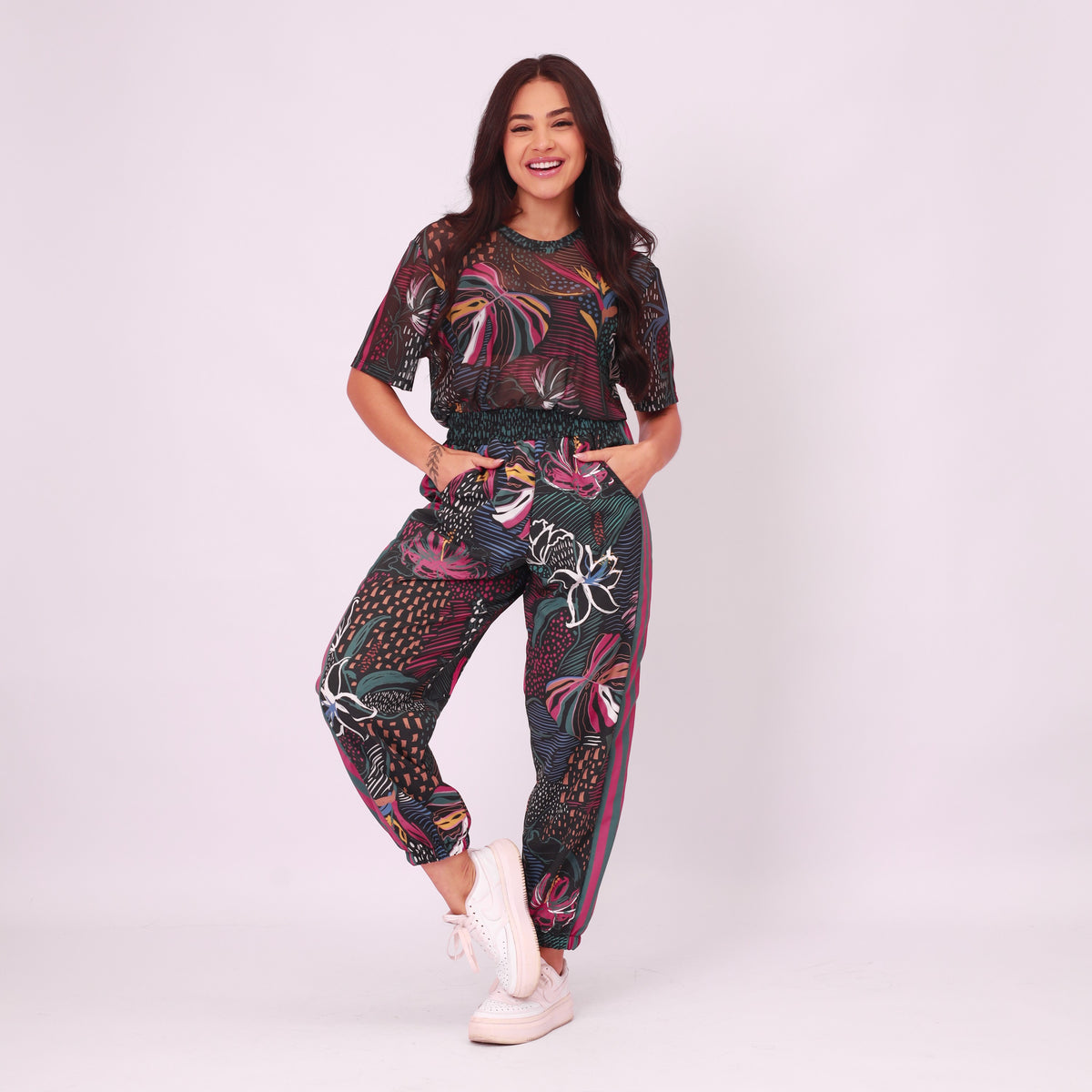 Camisão de Tule Estampado - Inverno Tropical