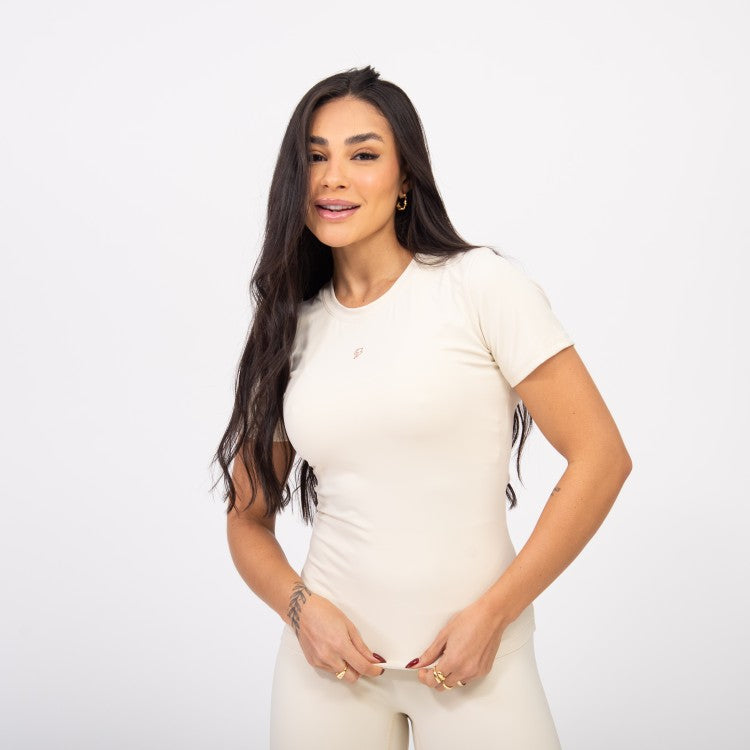 Blusa Baby Look Comfort - Creme Suave
