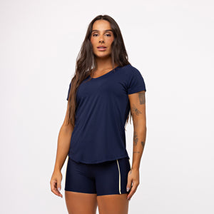 Blusa Basic Gola V - Marinho Profundo