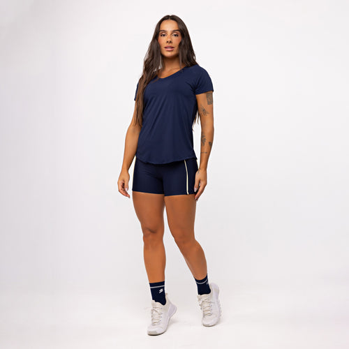 Blusa Basic Gola V - Marinho Profundo