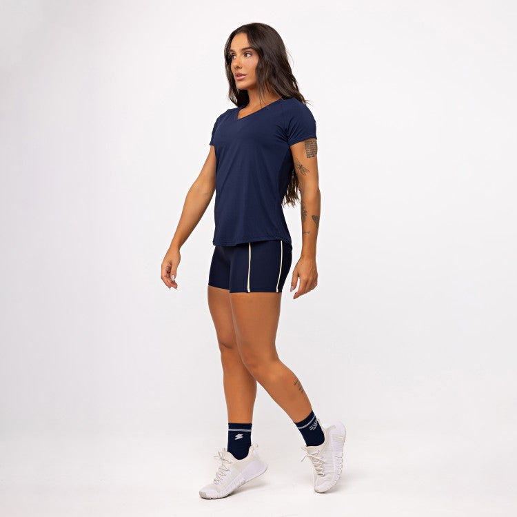 Blusa Basic Gola V - Marinho Profundo