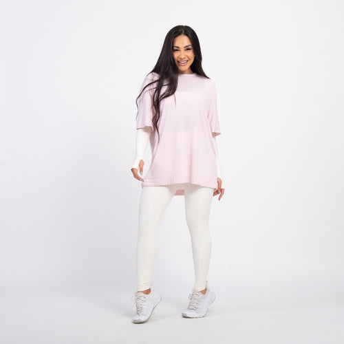 T-shirt Oversized Sport Gym Girl - Ballet & Off White