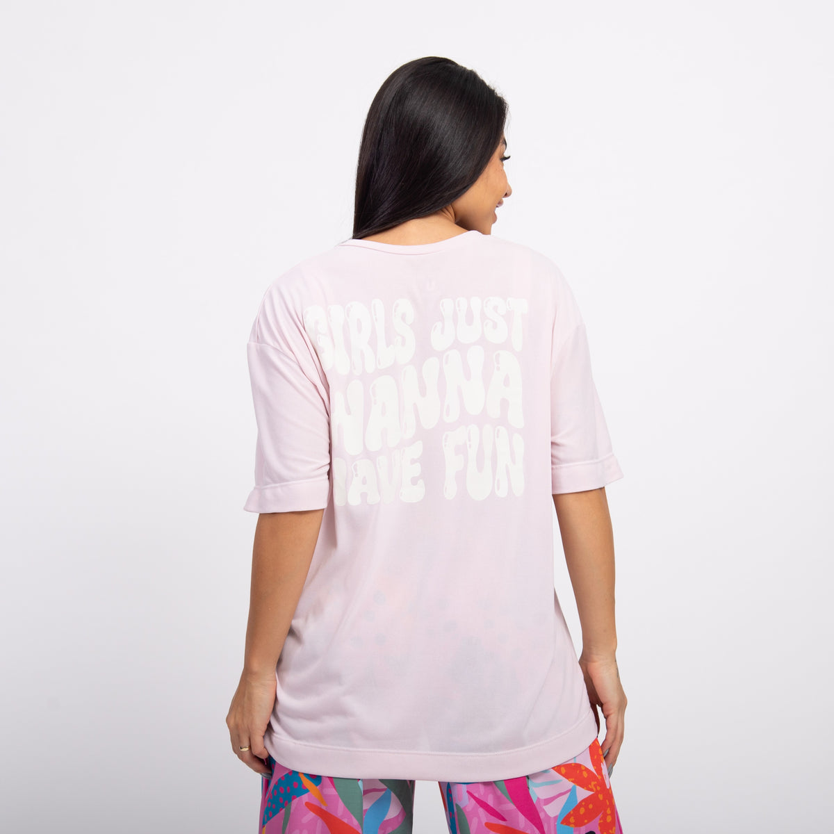 T-shirt Oversized Sport Have Fun - Ballet & Off White