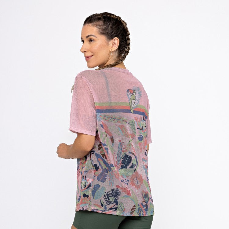 Camisão de Tule Estampado - Folhagem Tucano