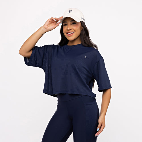 Cropped Mesh - Marinho Profundo