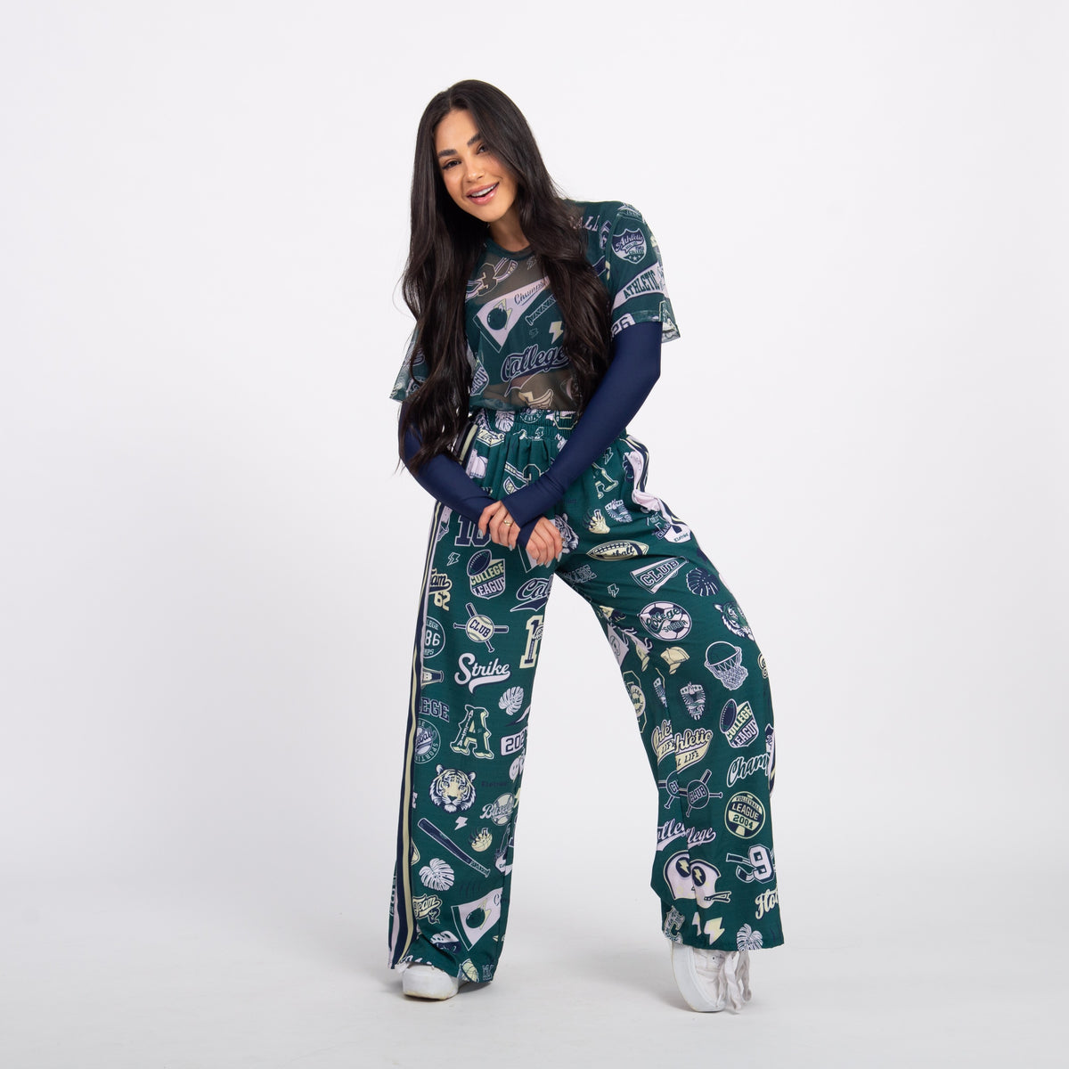 Top Cropped Manga Longa Sleek - Marinho