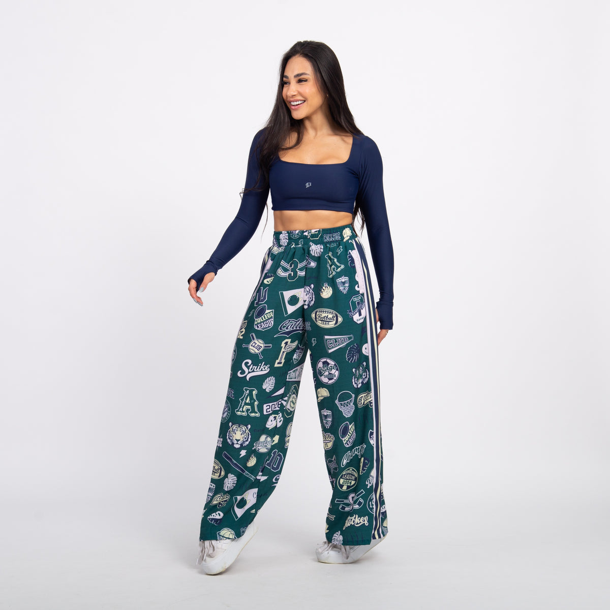 Top Cropped Manga Longa Sleek - Marinho