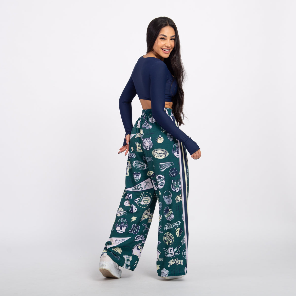 Top Cropped Manga Longa Sleek - Marinho