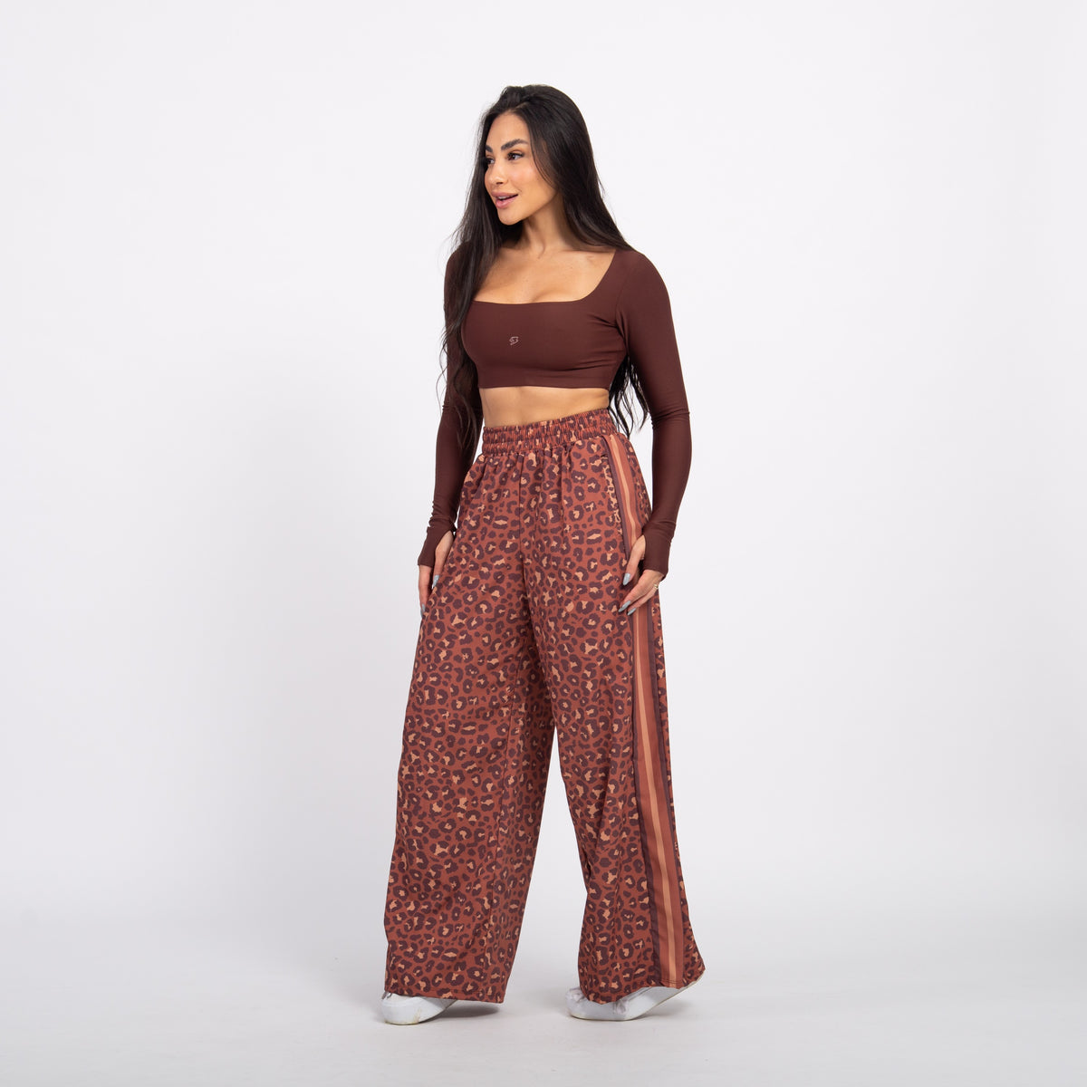 Top Cropped Manga Longa Sleek - Café