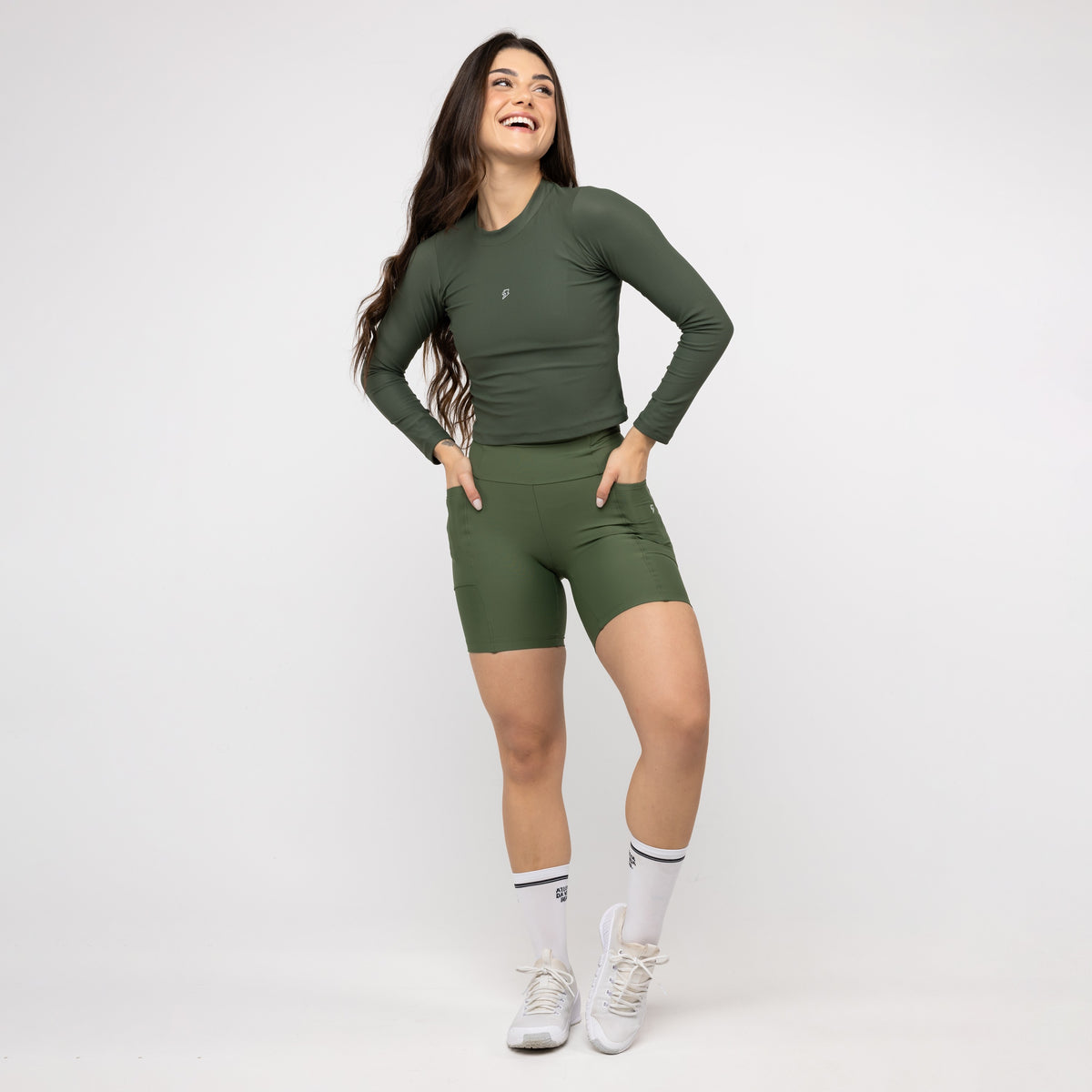 Cropped Manga Longa Skin - Verde Oliva