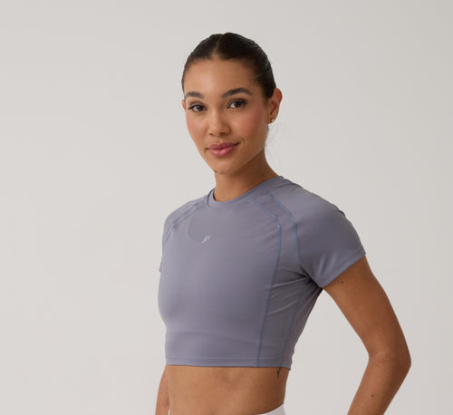 Cropped Raglan Anatômico - Ametista Cinza